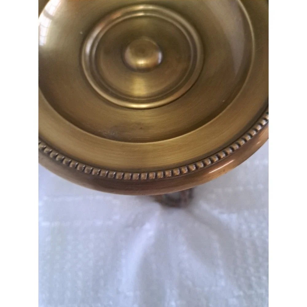 Antique Bronze Cup Louis XVI Style 19 Century 3 Legs Candle Holder‎ 7 X 6 Inches